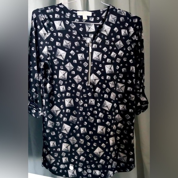 nwot MICHAEL KORS Geometric Print Zip Up Tunic Top - Picture 9 of 9